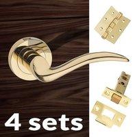 four pack valencia mediterranean lever on rose polished brass handle