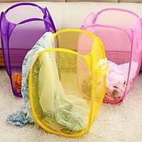 Folding Storage Basket Folding Mesh Laundry Basket(Random Colors)