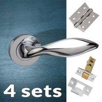 Four Pack Catania Mediterranean Lever On Rose - Polished Chrome Handle
