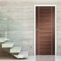 Forli Walnut Flush Fire Door with Aluminium Inlay, Prefinished