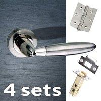 four pack gibraltar mediterranean lever on rose satin nickel handle