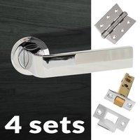 Four Pack Monza Forme Designer Lever on Contempo Round Rose - Polished Chrome Handle