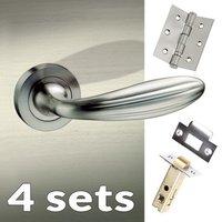 four pack terassa mediterranean lever on rose satin nickel handle