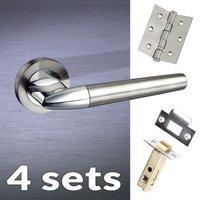 four pack toulon mediterranean lever on rose satin nickel polished chr ...