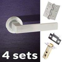 Four Pack Asti Forme Designer Lever on Contempo Round Rose - Satin Chrome Handle