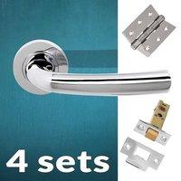 Four Pack Nevada Status Lever on Round Rose - Polished Chrome Handle