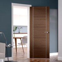 Forli Walnut Flush Door with Aluminium Inlay, Prefinished