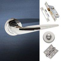 Foglia Forme Designer Bathroom Lever on Contempo Round Rose - Polished Chrome Handle Pack