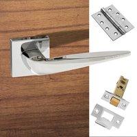 Foglia Forme Designer Fire Lever on Minimal Square Rose - Polished Chrome Handle Pack