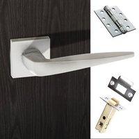 Foglia Forme Designer Fire Lever on Minimal Square Rose - Satin Chrome Handle Pack