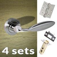 four pack ibiza mediterranean lever on rose satin nickel handle