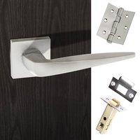 Foglia Forme Designer Lever on Minimal Square Rose - Satin Chrome Handle Pack