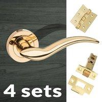 four pack barcelona mediterranean lever on rose polished brass handle