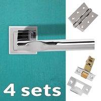 four pack kansas status lever on square rose polished chrome handle