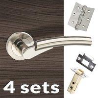 Four Pack Messina Mediterranean Lever on Rose - Satin Nickel Handle