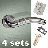 four pack monaco mediterranean lever on rose satin nickel polished chr ...