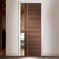 Forli Walnut Flush Fire Pocket Door with Aluminium Inlay - Prefinished