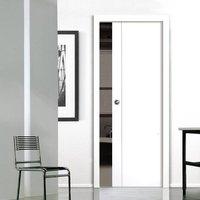 forli white flush fire pocket door with aluminium inlay prefinished