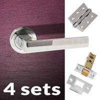 Four Pack Asti Forme Designer Lever on Contempo Round Rose - Polished Chrome Handle