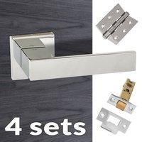 four pack senza pari panetti lever on flush rose polished chrome handl ...