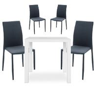 Fortis Dining Table In White High Gloss With 4 Mila Chairs