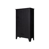 Foster Wooden Home Office Cabinet In Black With 1 Door