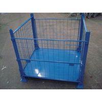 FOUR SIDED COLLAPSIBLE CAGE PALLET WITH REMOVABLE HALF DROP GATE ON ONE LONG D