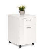 Fortis Office Cabinet In White High Gloss With Rollers