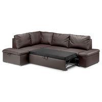 Form Corner Sofa Bed with Storage - Leather Brown - Left