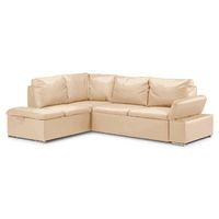 form corner sofa bed with storage leather cream left