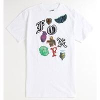 Fox Patchwork Logos T-Shirt - White (Large)