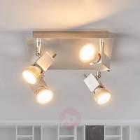 Four-bulb Sevina ceiling light, aluminium