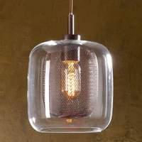 fox glass pendant light with double lampshade