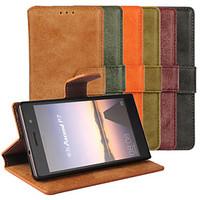 For Huawei Case Card Holder / with Stand / Flip Case Full Body Case Solid Color Hard PU Leather Huawei Huawei P7