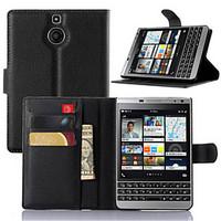 For BlackBerry Case Card Holder / with Stand / Flip Case Full Body Case Solid Color Hard PU Leather for BlackBerry