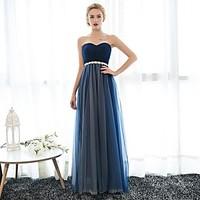 Formal Evening Dress Sheath / Column Sweetheart Floor-length Chiffon / Tulle with Crystal Detailing