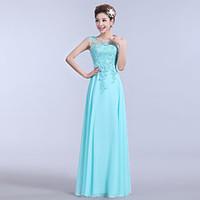 Formal Evening Dress A-line Strapless Floor-length Chiffon with Appliques / Beading / Embroidery