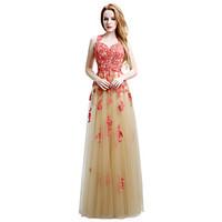 Formal Evening Dress Sheath / Column V-neck Floor-length Tulle with Appliques Beading