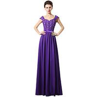 Formal Evening Dress Sheath / Column Sweetheart Floor-length Chiffon Lace with Lace