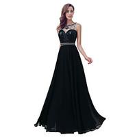 Formal Evening Dress Sheath / Column Jewel Floor-length Chiffon with