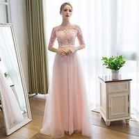 formal evening dress sheath column scoop floor length lace tulle with