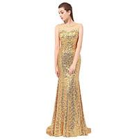 Formal Evening Dress Sheath / Column Bateau Floor-length / Chapel Train with