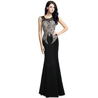 Formal Evening Dress Trumpet / Mermaid Jewel Floor-length Jersey with Embroidery