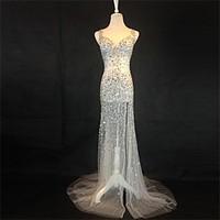 Formal Evening Dress Trumpet / Mermaid Sweetheart Sweep / Brush Train Tulle with Beading