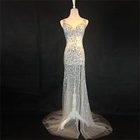 formal evening dress trumpet mermaid sweetheart sweep brush train tull ...