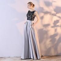 Formal Evening Dress Ball Gown Scoop Ankle-length Lace Satin Chiffon with