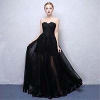 Formal Evening Dress Ball Gown Strapless Floor-length Lace Organza Satin Chiffon with Lace