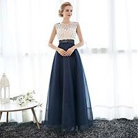 formal evening dress sheath column jewel floor length lace tulle with  ...