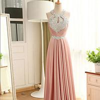 Formal Evening Dress Sheath / Column Halter Floor-length Stretch Satin with Beading / Crystal Detailing / Sequins