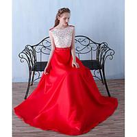 Formal Evening Dress A-line Jewel Floor-length Organza with Beading